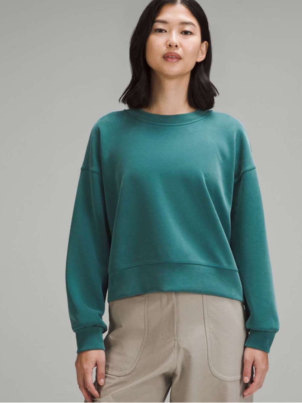 lululemon athletica Oversized Cropped Crew Sweater — Storm Teal